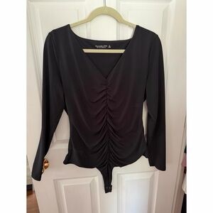 Abercrombie & Fitch Black Ruched Bodysuit